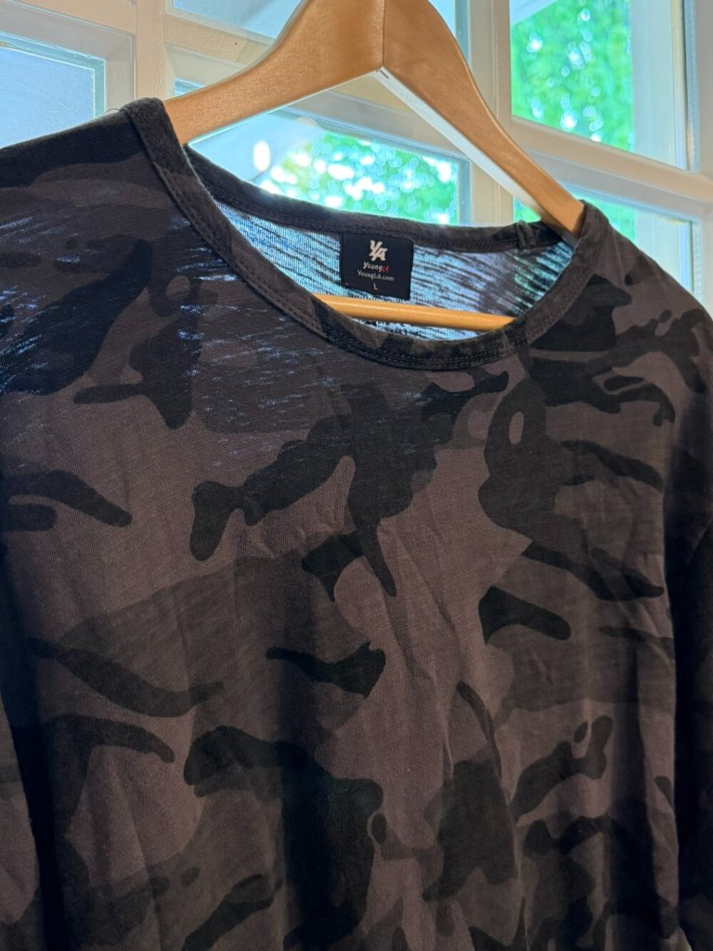 YoungLA Men's Gray & Black Camo Performance Long Sleeve Shirt Large
